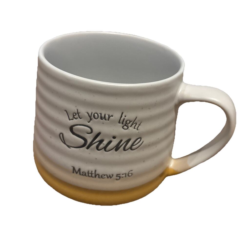 LET YOUR SHINE COFFEE MUG. MATTHEW 5:16 BIBLE SCRIPTURES MUG. Art Deco Mug. B265